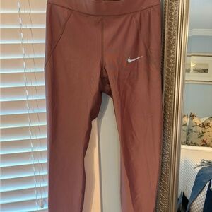 Nike Mauve-Pink High-Rise Leggings with Swoosh
